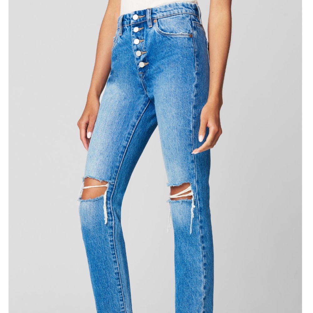Distressed Button Fly Jeans - Picture 8 of 9